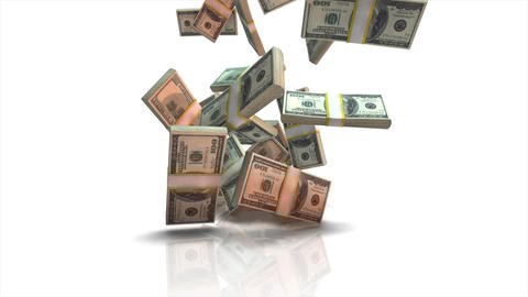 falling dollar bills in slow motion animation