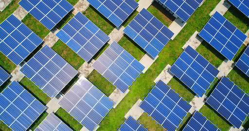 aerial shot of solar panels