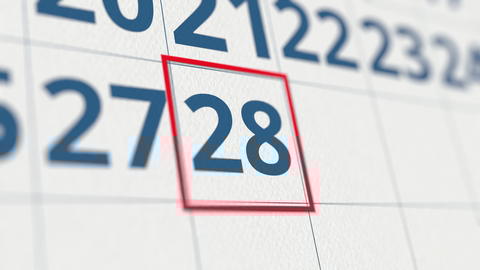 Calendar With Marked 28 Day Of The Month Close up 3D Rendering Stock Calendar With Marked 28 Day Of The Month Close up 3D Rendering Stock